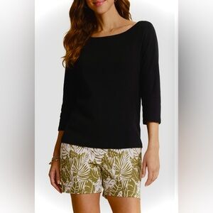 Tommy Bahama Silk Blend Knit Scoop Neck Black Sweater